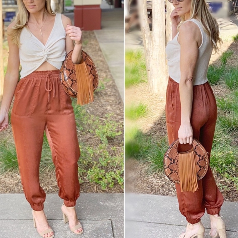 LA CHARME U soft copper joggers Size S